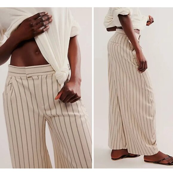 NEW Free People | Tegan Striped Barrel Trousers - Picture 3 of 12